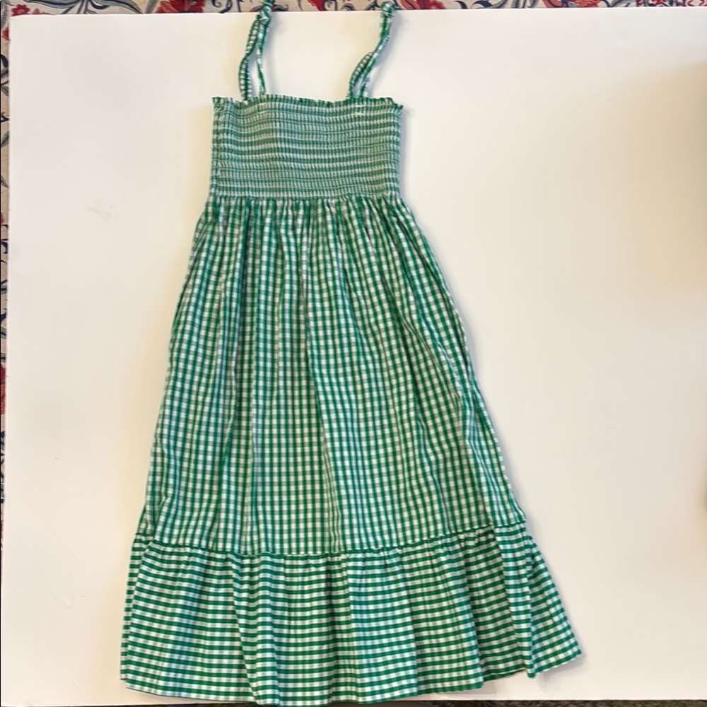 Little English Smocked Green Gingham Dress